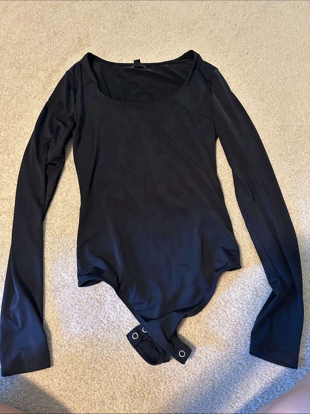 Express Black Long-Sleeve Scoop-Neck Bodysuit